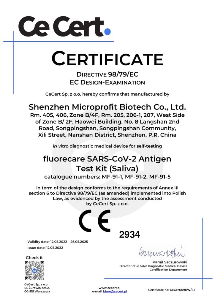 Certyfikat CE - MF-91 CE Certificate
